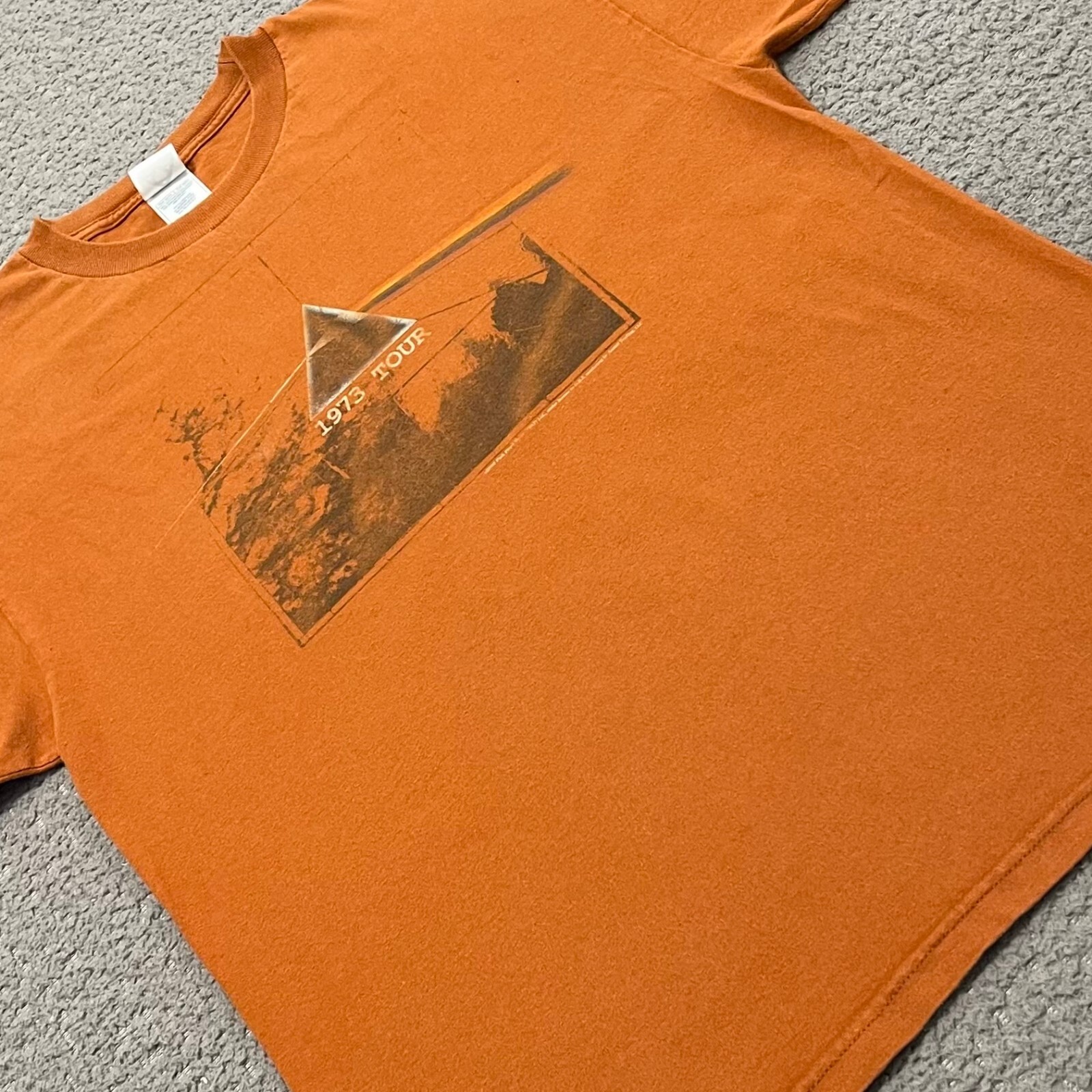 Pink Floyd T Shirt Mens L Orange 1973 Tour Reprint Short Sleeve AAA Alstyle Tee