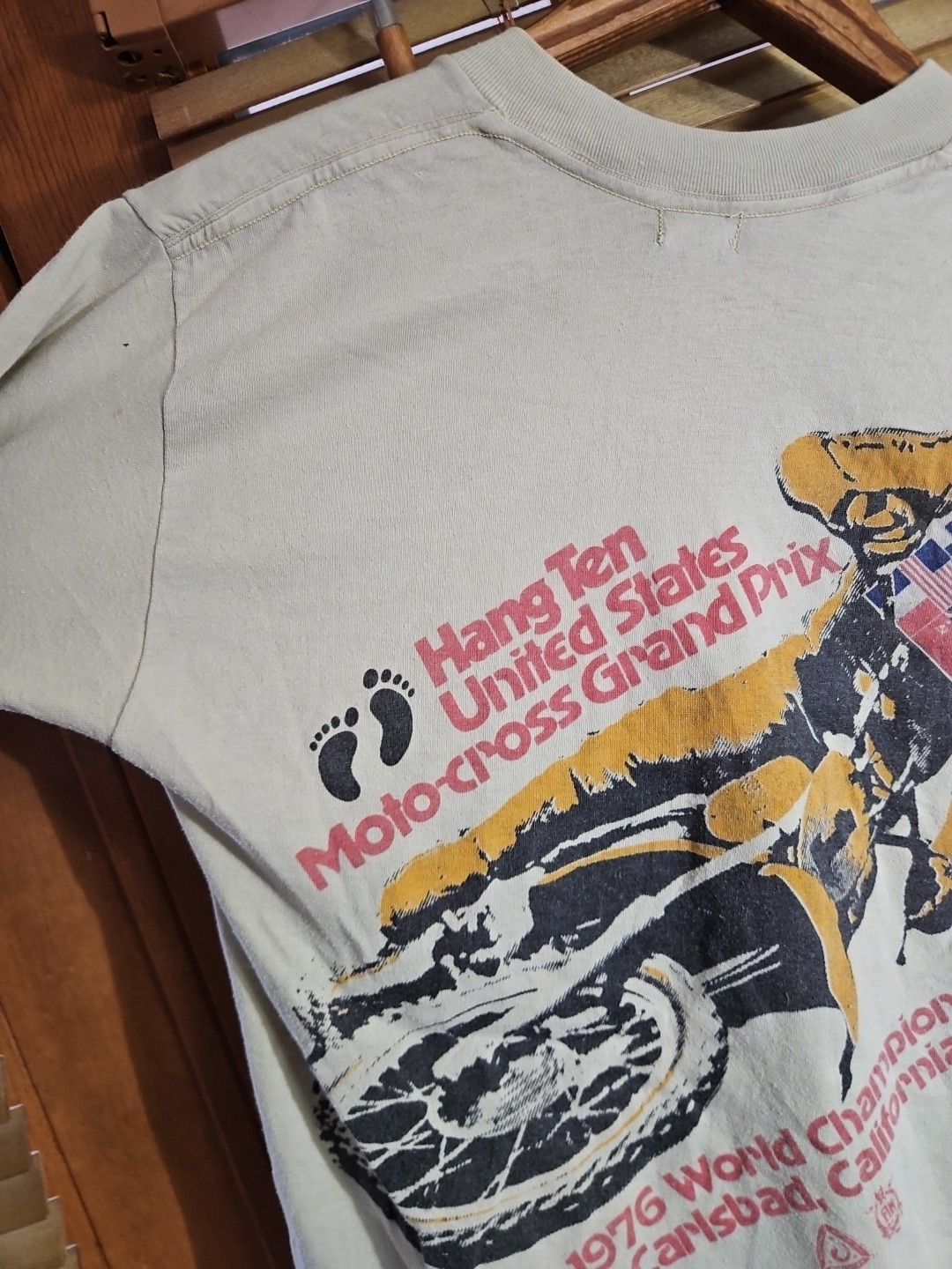 True Vintage 70s 1976 Hang Ten Motocross California Grand Prix Tee T Shirt M gallery