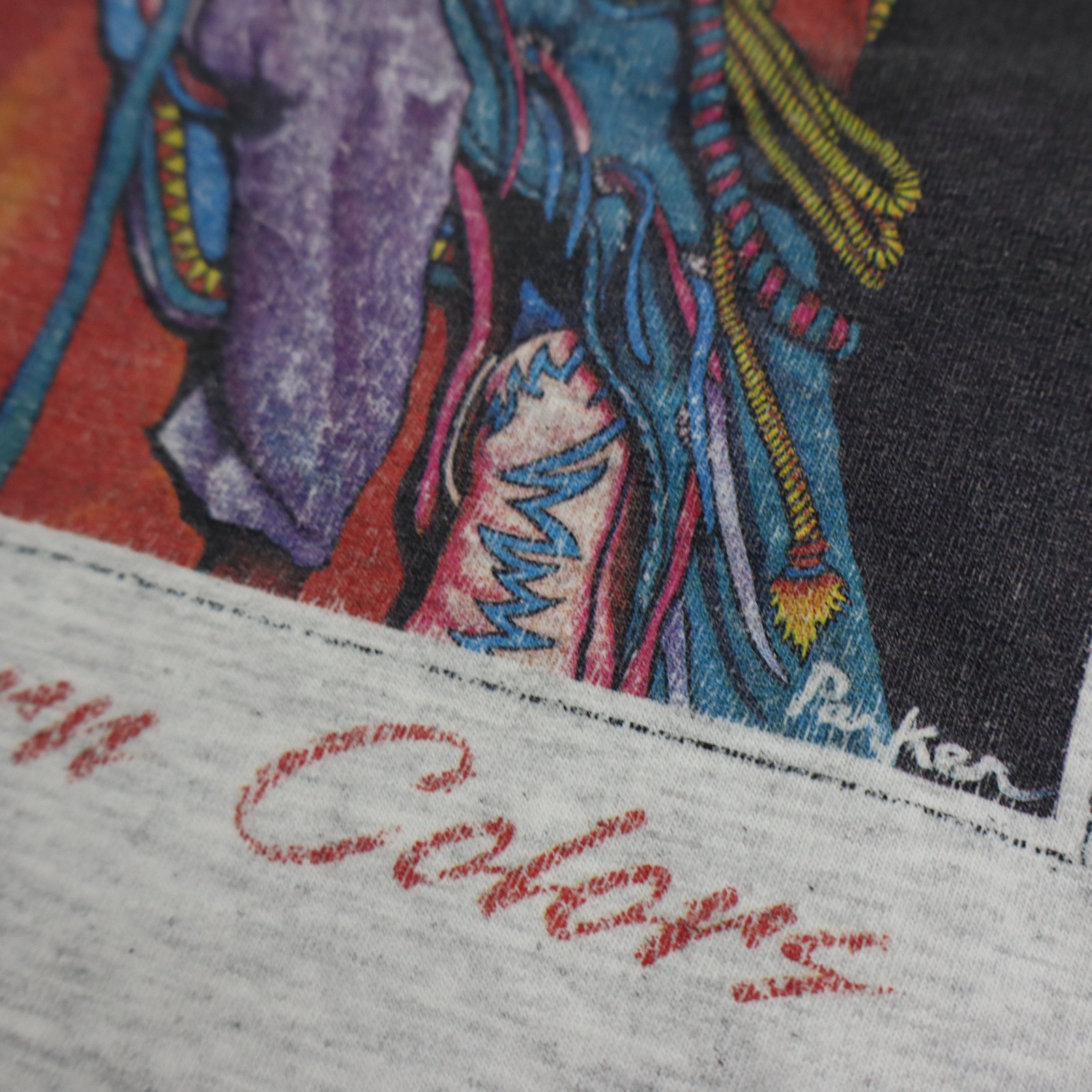 Vintage 90s David Parker Into The Storm T Shirt Mens XL/L Western Art Ringer Tee gallery