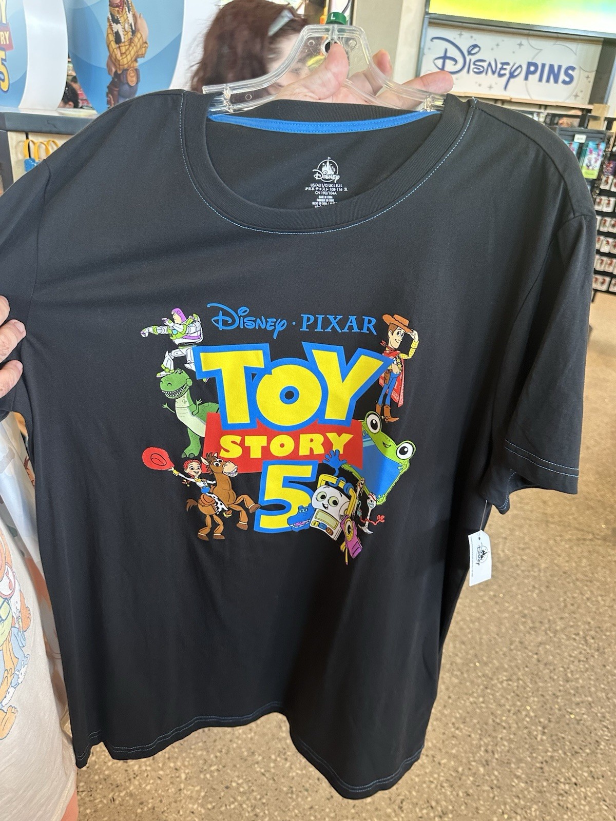Disney Pixar Toy Story Graphic Print Logo Black Crew Neck T-Shirt, Unisex L