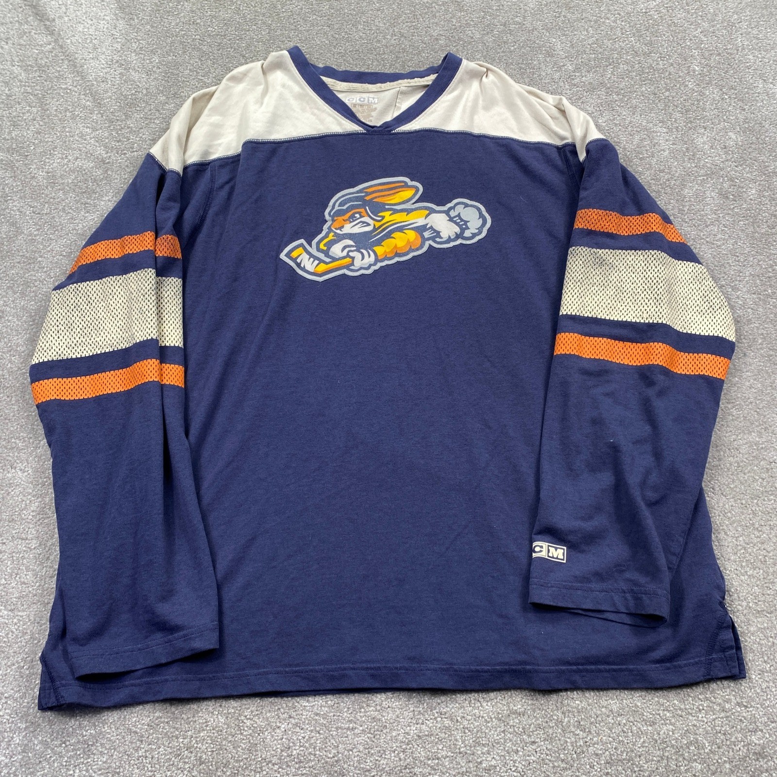 CCM Hockey Jersey Shirt Mens XL Navy Greenville Swamp Rabbit Striped gallery