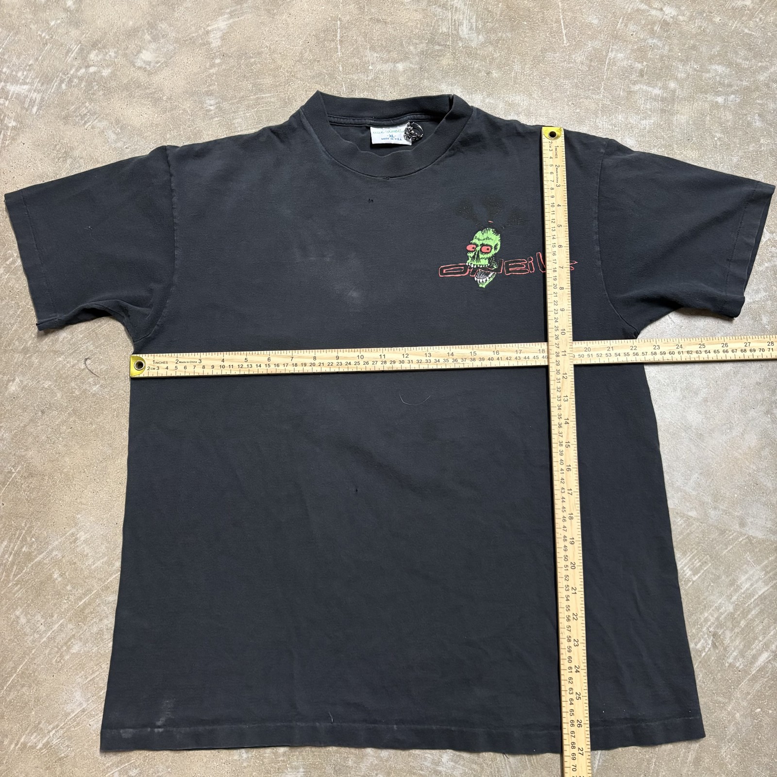 RARE O'Neill Skull Graphic Men's Black T-Shirt Size XL Vintage 80s Skater Grunge gallery