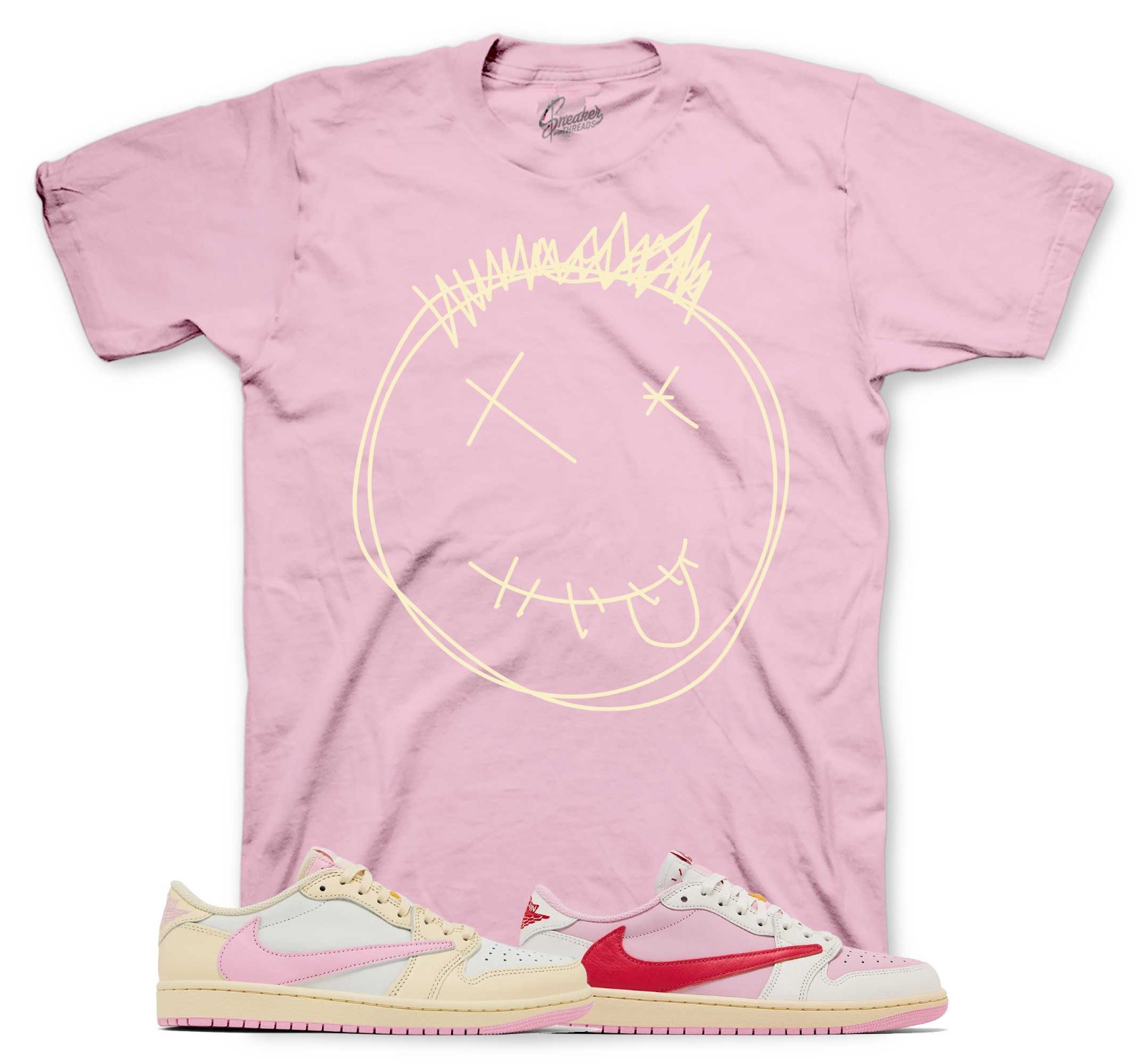 Shirts To Match Jordan 1 Shy Pink Travis Scott Sneakers - Smiley Sneaker Tees gallery