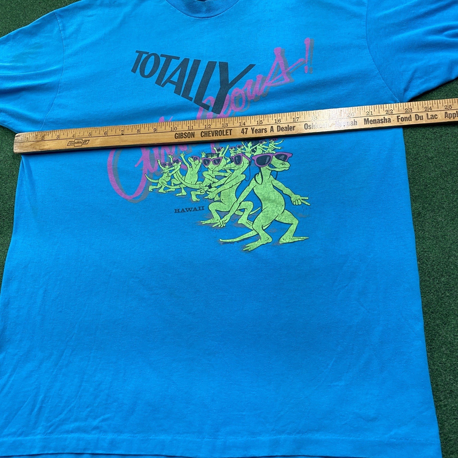 Vintage Hawaii Totally Outrageous Shirt Mens XL Blue 80S 90S Lizards Tee USA gallery
