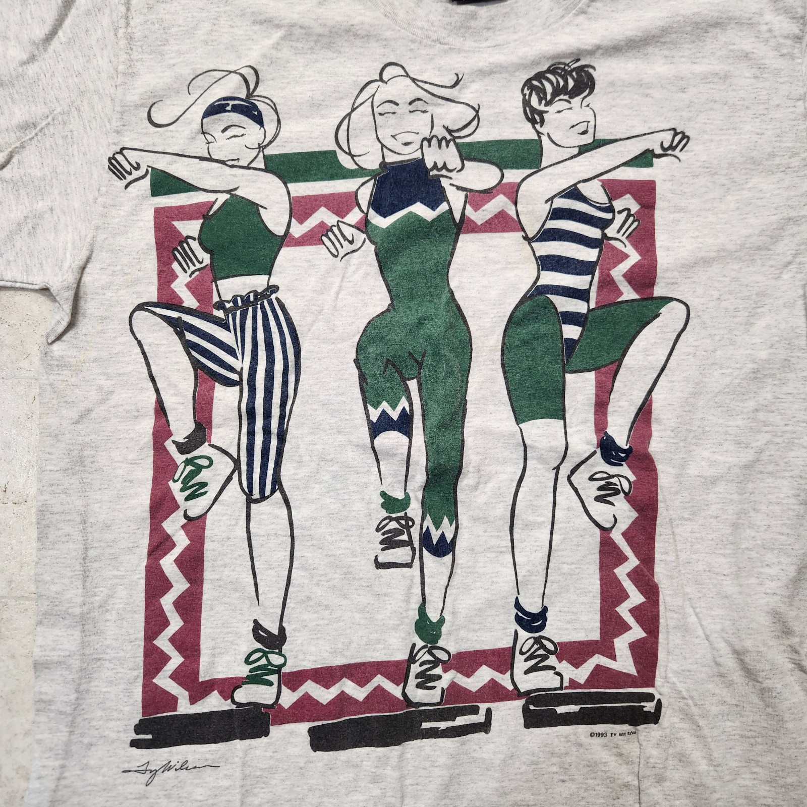 Vintage 1993 Ty Wilson Art 2 Wear Aerobics Girl T-Shirt Size Large White OSFA gallery
