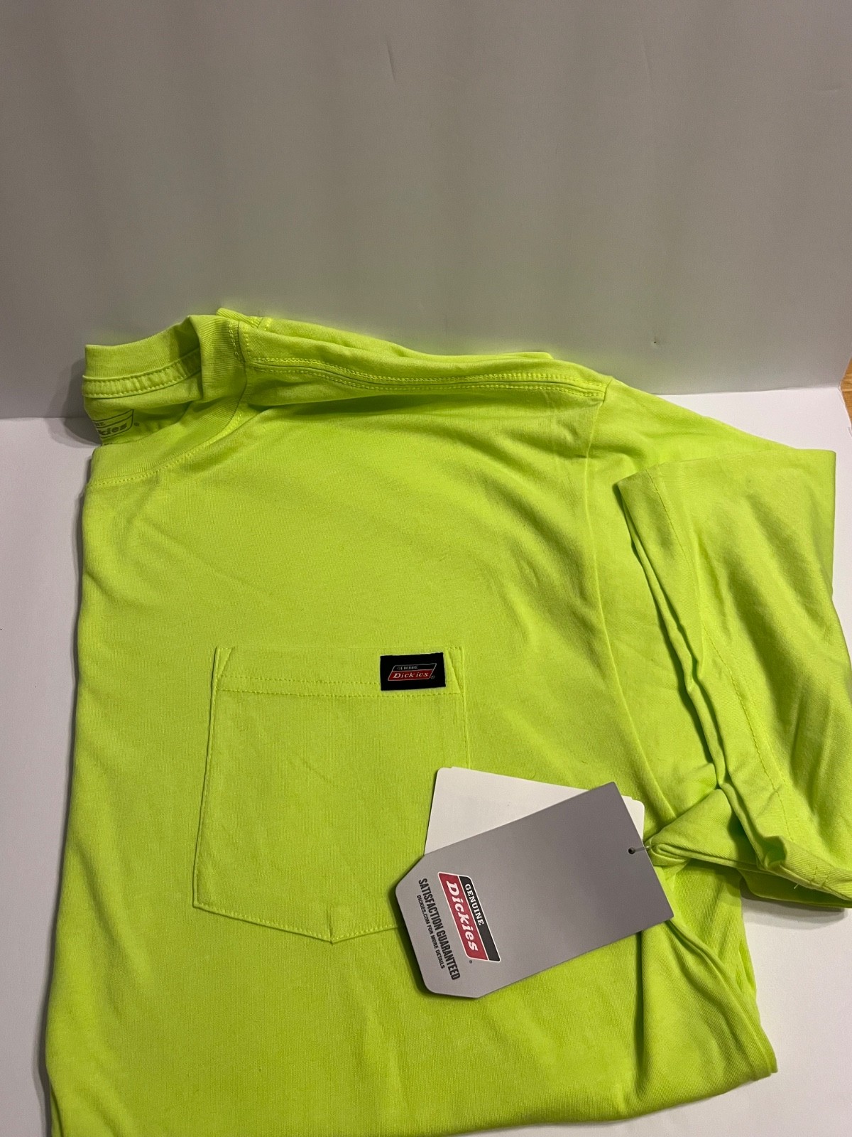 2 Brand New w/ Tags Dickies Fluorescent Yellow XL & L Pocket T-Shirt (1 of each) gallery