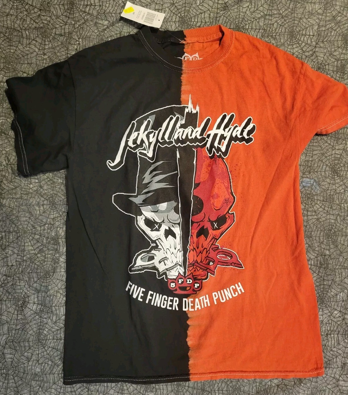 Five Finger Death Punch FFDP Tie Dye Shirt Orange Black Jekyll and Hyde Small S