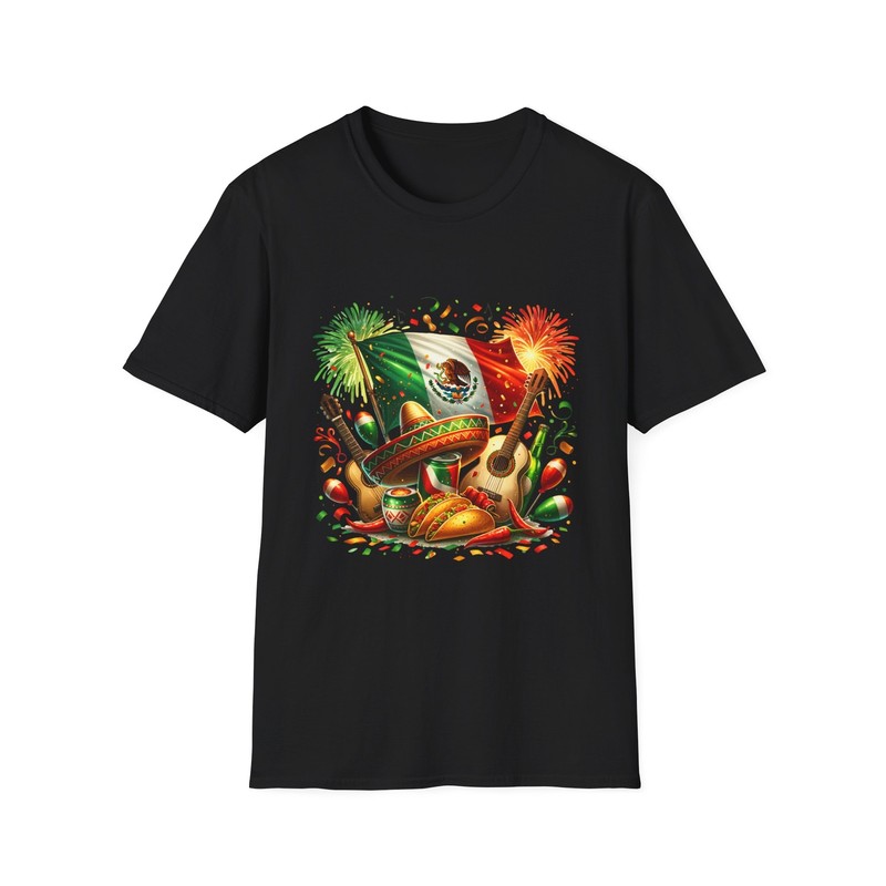 Mexican Fiesta T-Shirt, Colorful Tequila and Guitar Shirt, Perfect for 5 de Mayo
