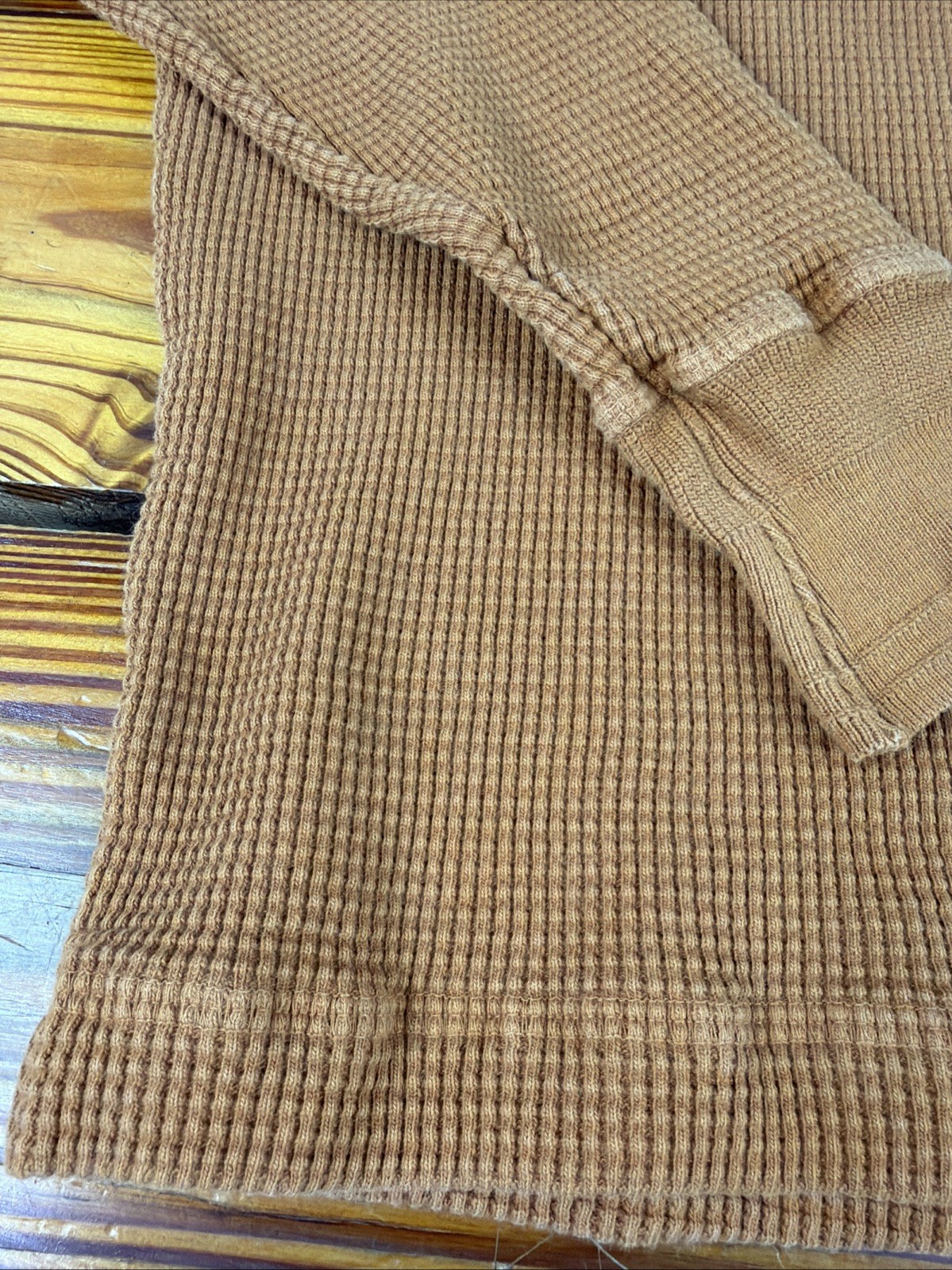 American Giant Mens M Waffle Knit Thermal Heavy Thick Base Layer Burnt Orange gallery