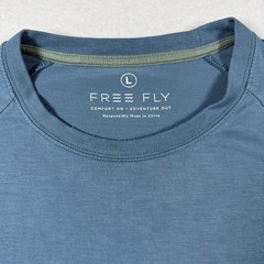 Free Fly Bamboo Tee Large Blue Raglan Short Sleeve Performance T-Shirt FF-120320