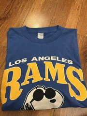 ARTEX Vintage Snoopy Rams Blue Graphic Short Sleeve Tee Shirt 1971 Medium *read*