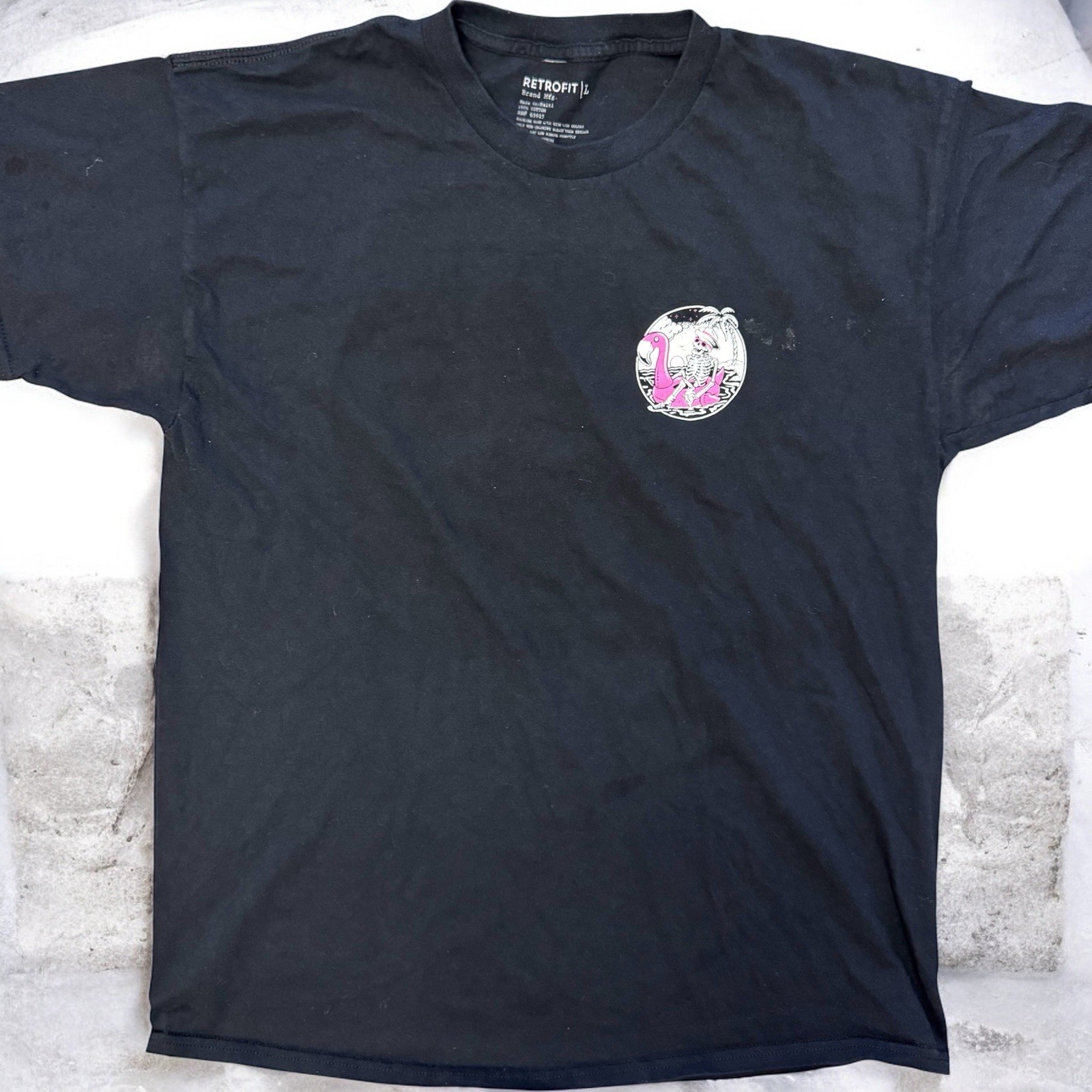 Retrofit All Washed Up Skeleton T Shirt Size Large Flamingo Skully Beach Punk gallery