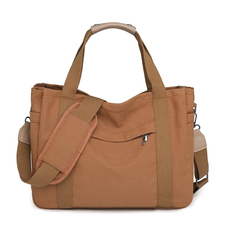 Canvas Crossbody Tote Bag for Women Laptop Work Handbag Shoulder Messenger Ba…