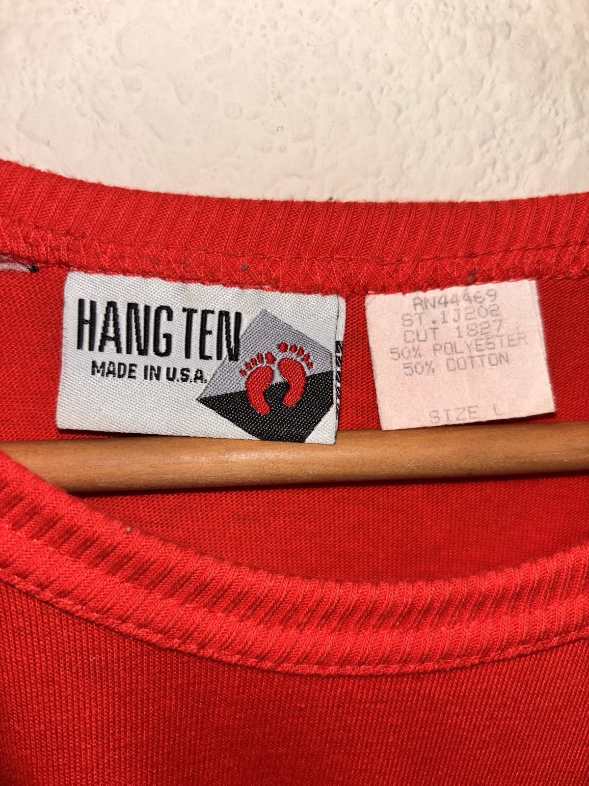 Vintage 80s Hang Ten T Shirt Red Pocket Made In USA Large gallery