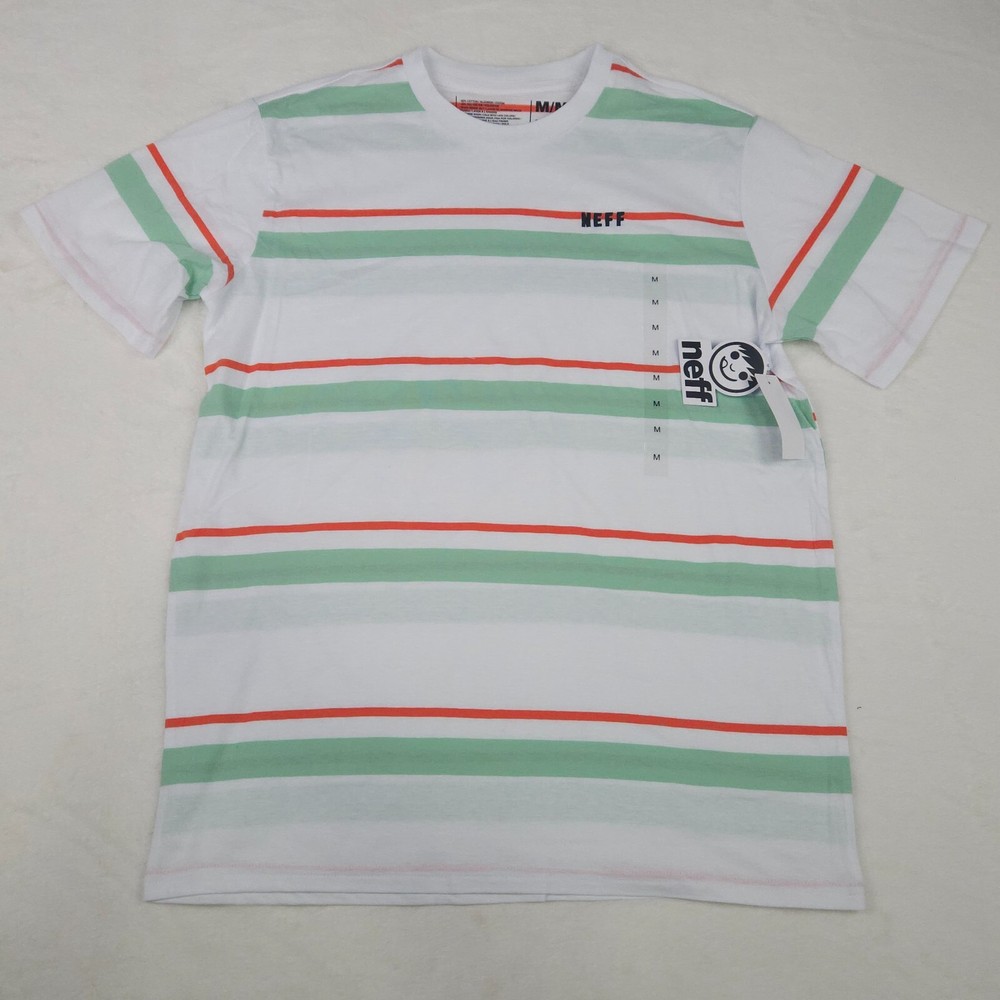 Neff Classic Crew White Striped Short Sleeve T-Shirt Men's Size S, M, L, XL