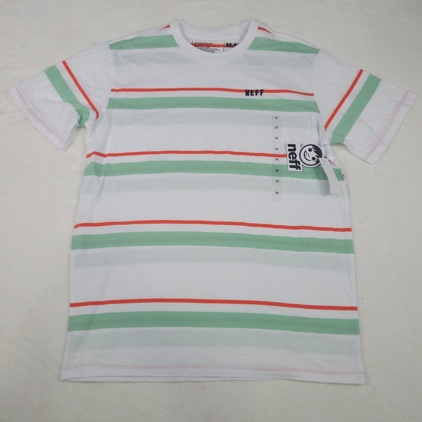 Neff Classic Crew White Striped Short Sleeve T-Shirt Men’s Size S, M, L, XL