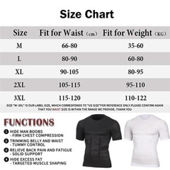 Men Compression Shirt Slimming Body Shaper Tummy Control Underwear Top Shapewear