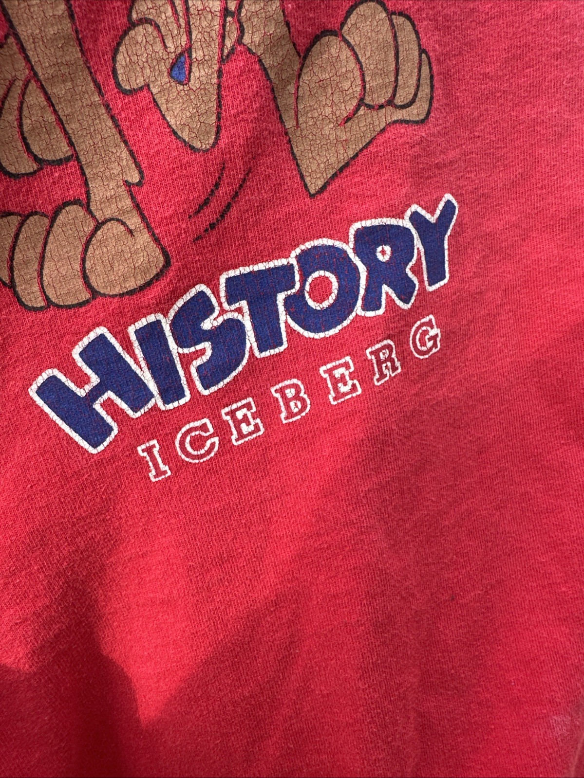 Vtg 90s Scooby Doo Iceberg History T- shirt Red 100% Cotton Made In Italy Large gallery