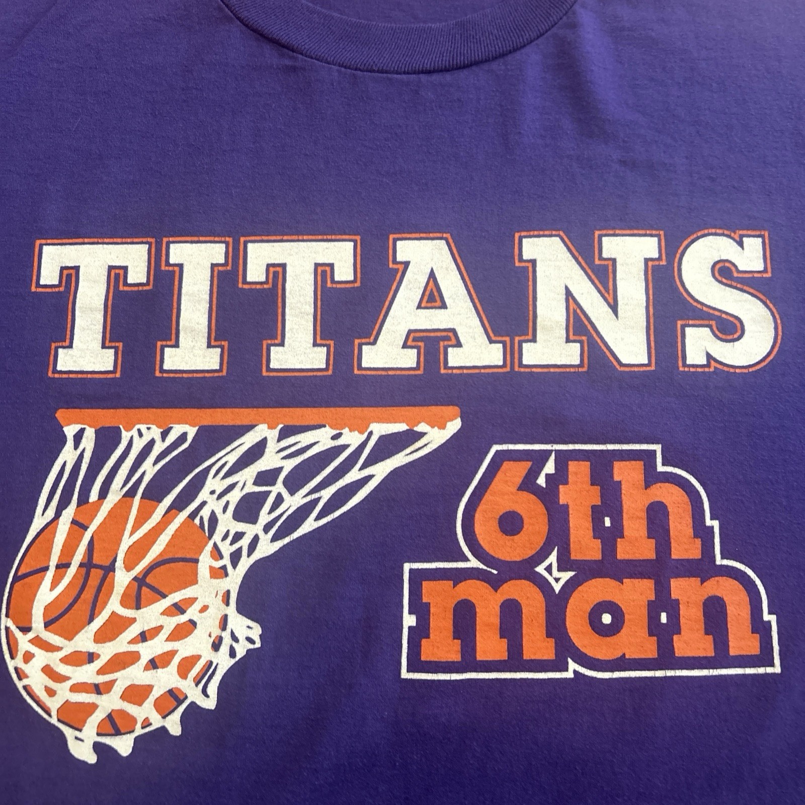 Vintage 90s Triway High School Titans Basketball Sixth Man T-Shirt Size XL Hoops gallery