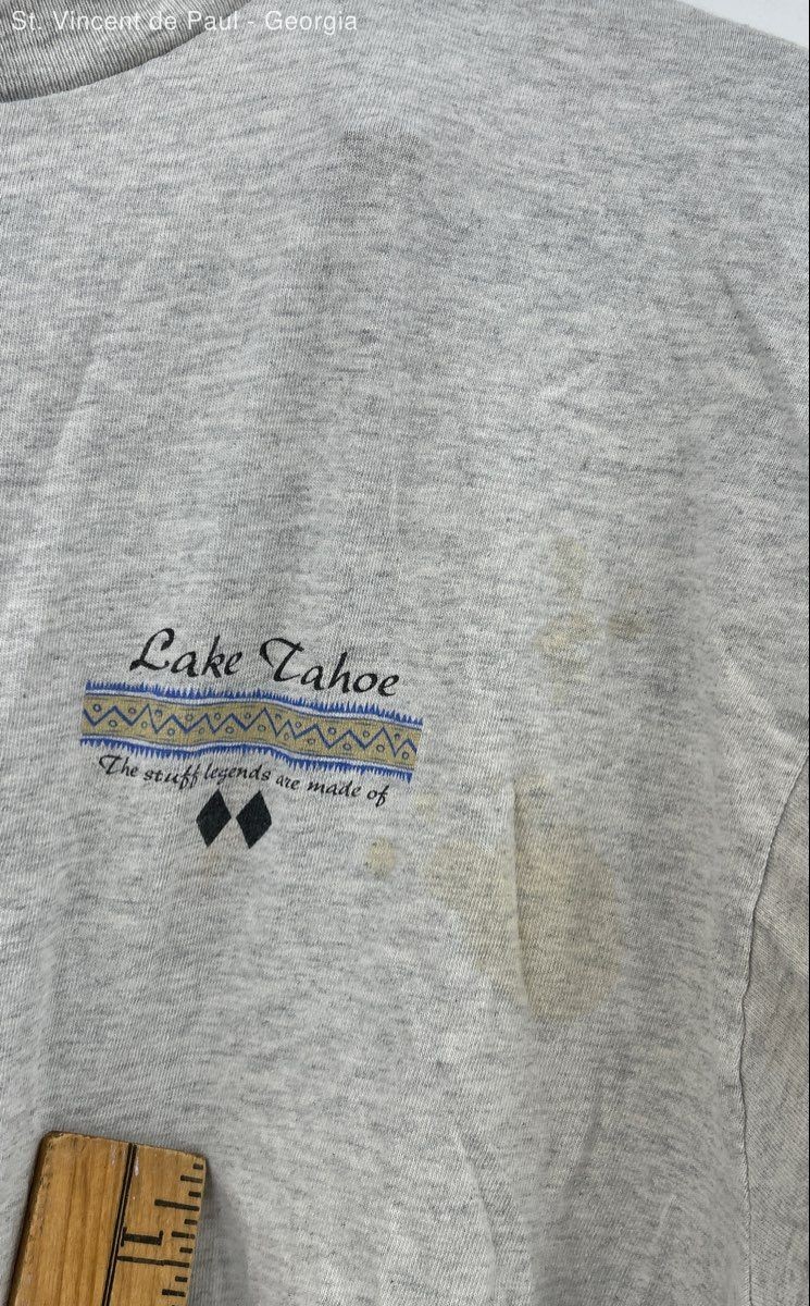 Tultex Vintage Lake Tahoe Long Sleeve Tee Shirt Men's XL Gray FLAW gallery