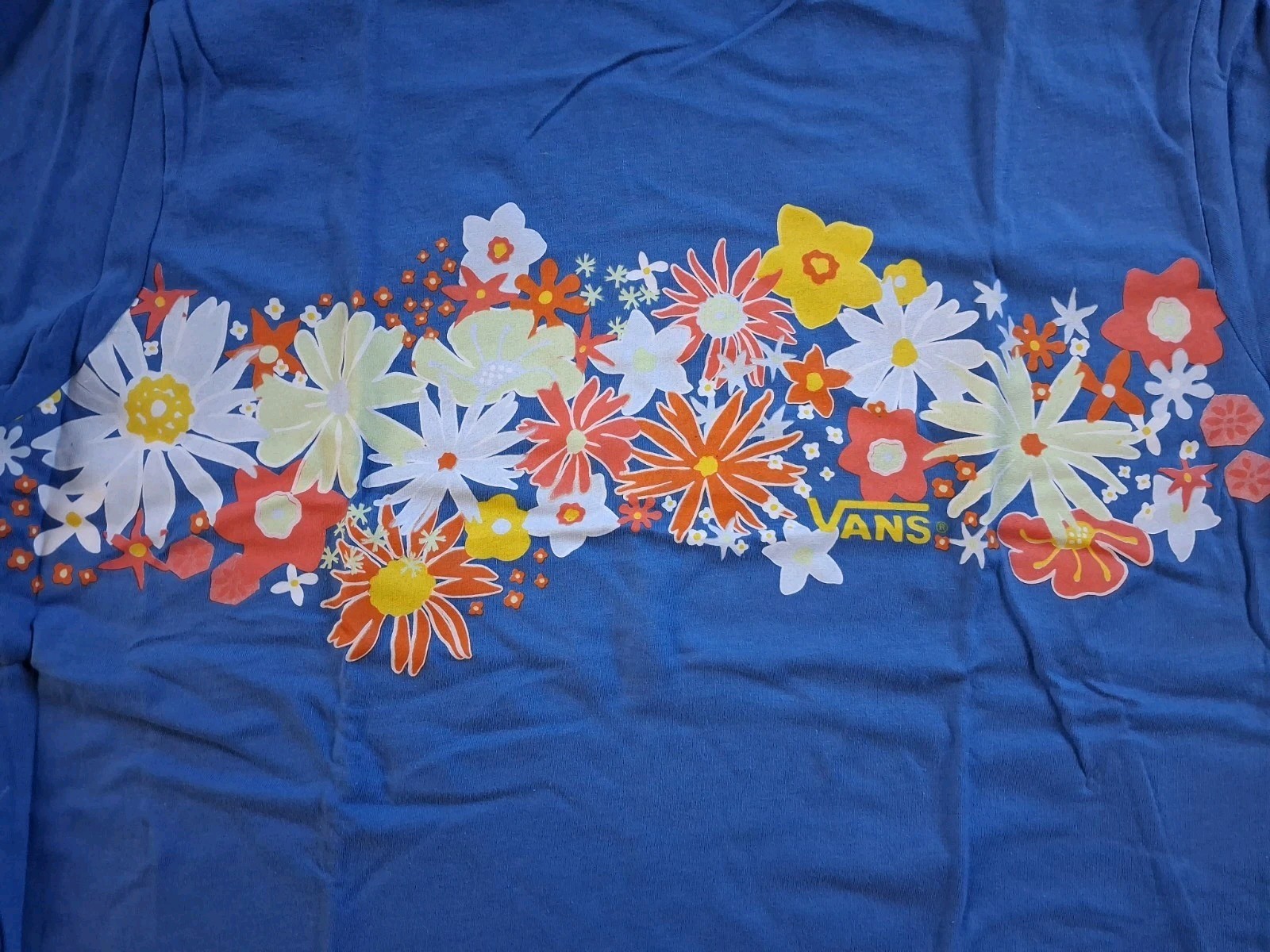 Vans Mens Shirt Large Aloha Blue Floral Graphic Print Short Sleeve T Shirt NWT gallery