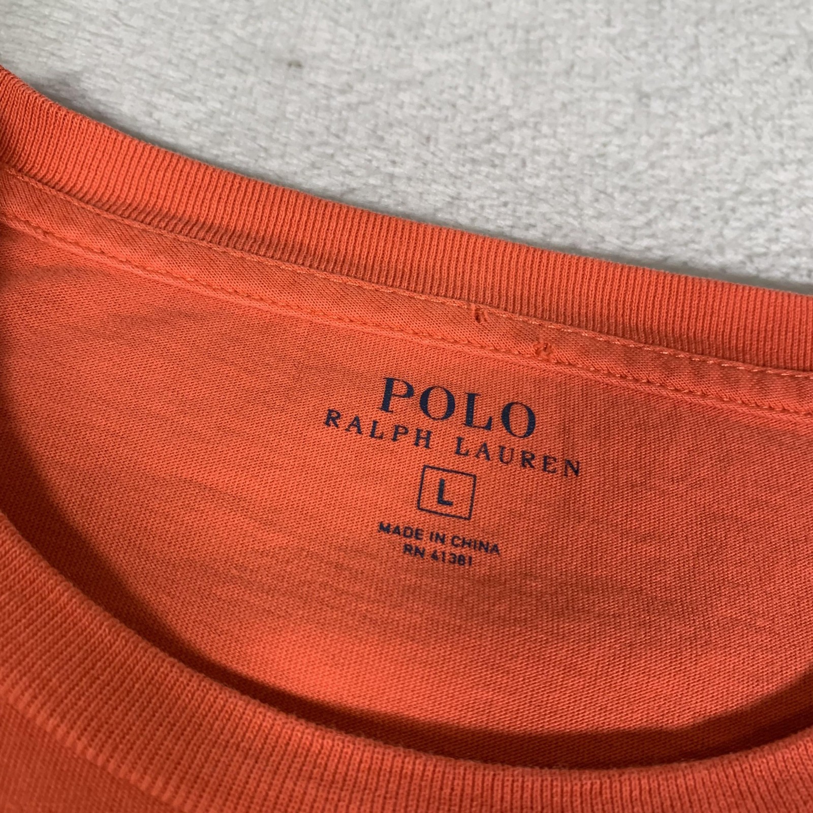 Polo Ralph Lauren Shirt Mens Large Orange Pocket Tee Tagless Cotton Crewneck gallery