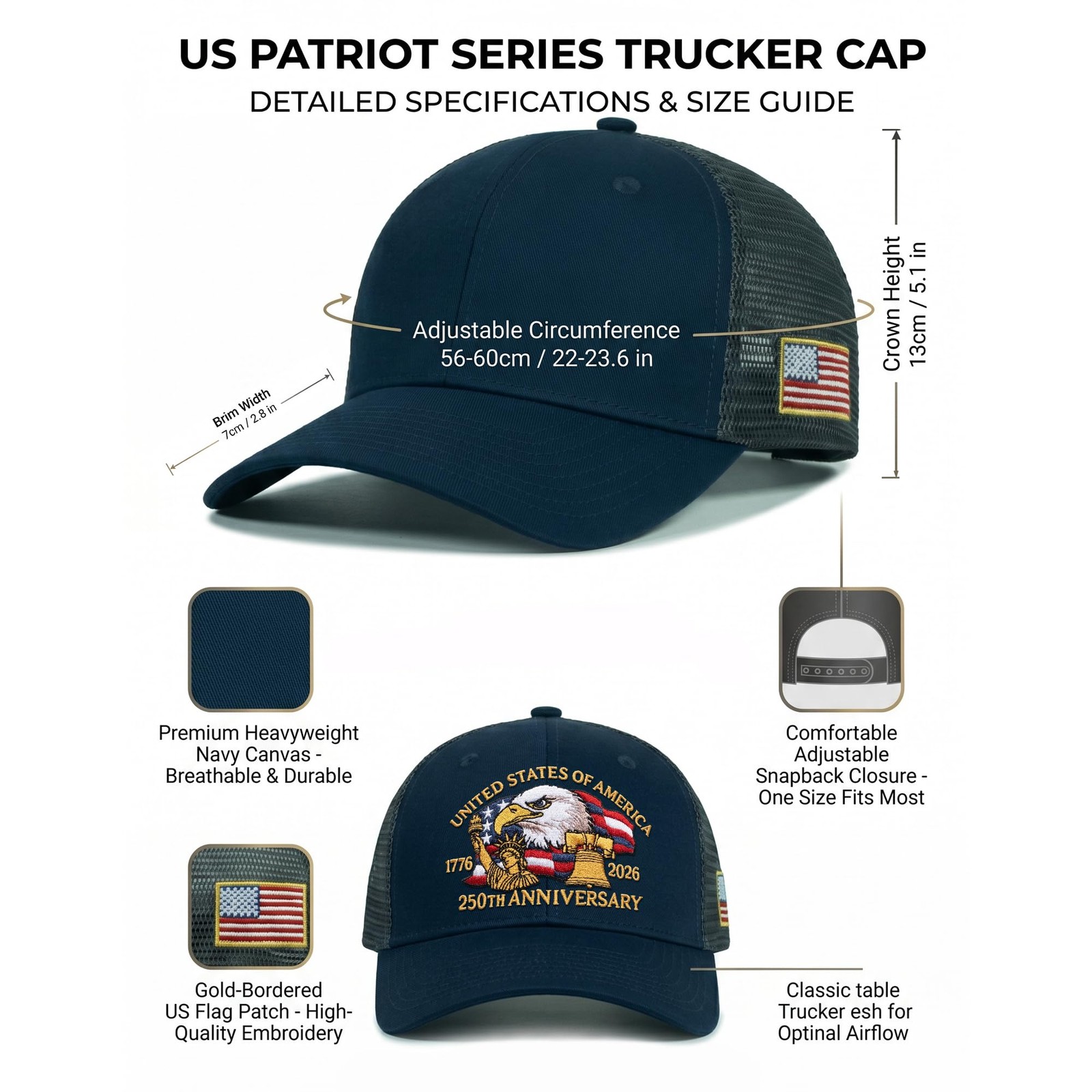 250 Anniversary USA Hat,Embroidered United States 250th American Anniversary ... gallery