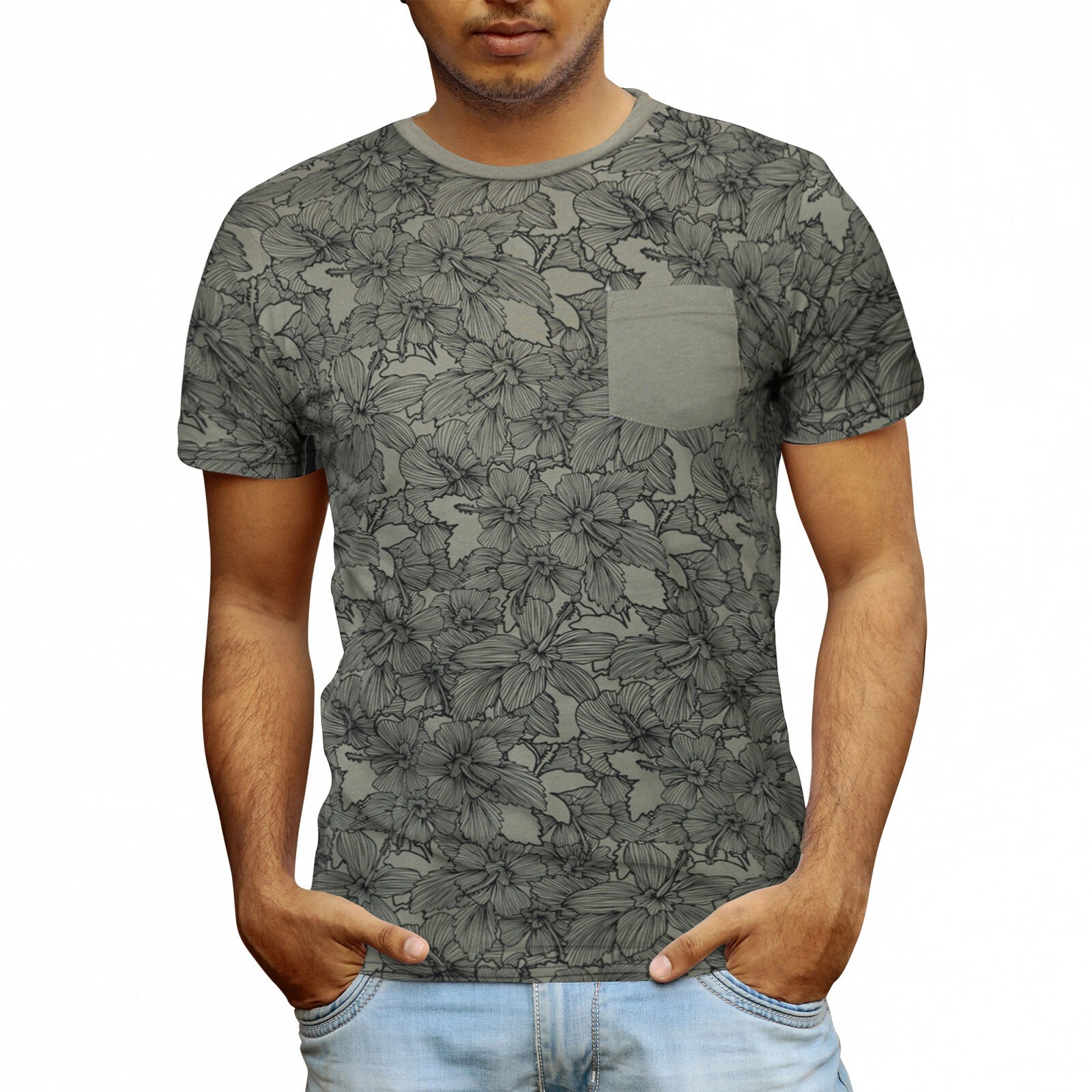 Beautiful Giant Men's Top Breathable Soft Casual T-Shirt Leaf Pattern Tees gallery