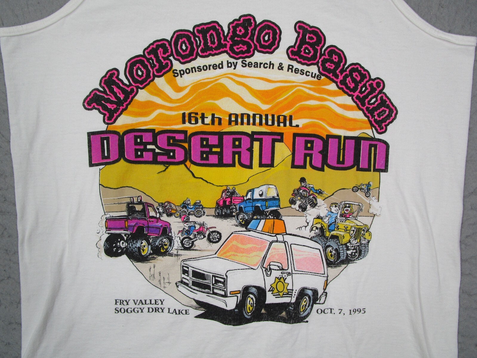 Vintage Morongo Basin Shirt Mens Large White Tank Top 90s California Trucks USA gallery