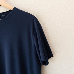 Murano Liquid Luxury Blue Boxy Top Large Soft Stretch Minimalist ShortSleeve Tee