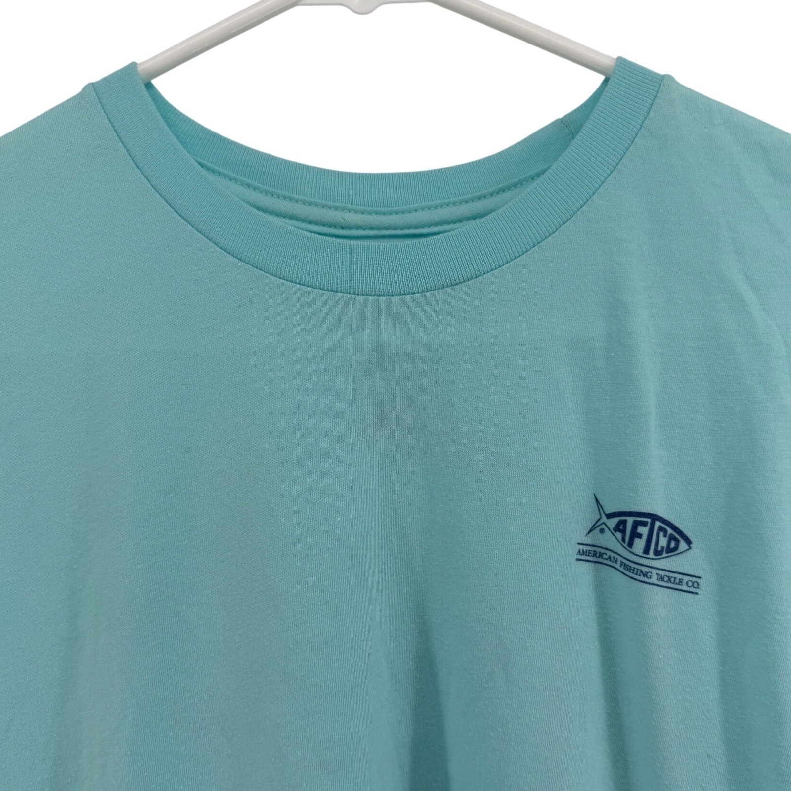 AFTCO Mens Small Aqua T-Shirt Short Sleeve American Fishing Tackle Co. gallery