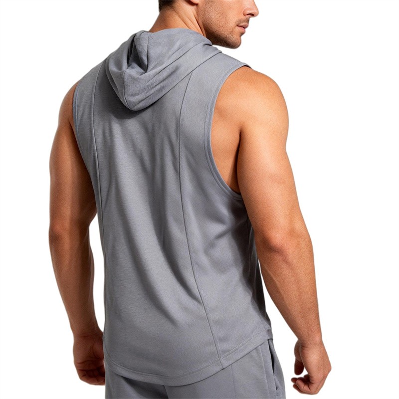 Men's Quick Dry Hooded Tank Top High Stretch Breathable Gym Athletic Vest gallery