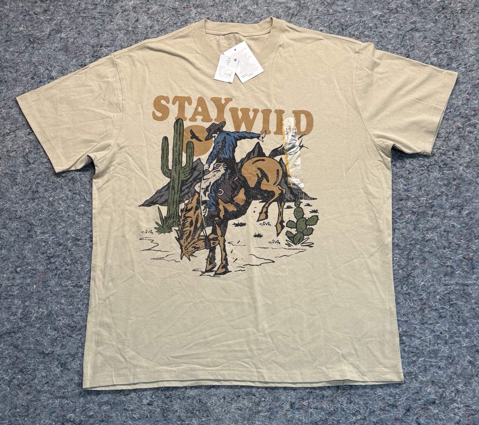 Goodie Two Sleeves Tee Shirt Men’s Small Stay Wild Southwestern Cowboy Rodeo NEW