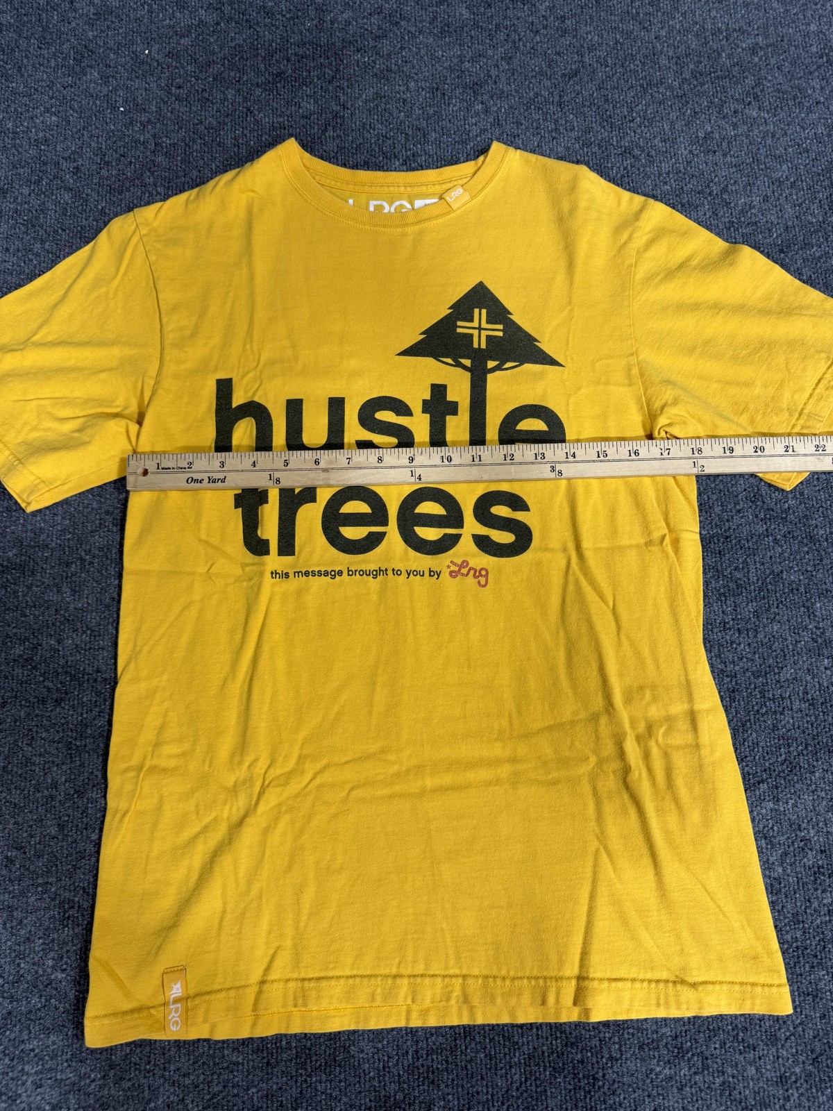 LRG Hustle Trees Shirt Mens Medium Yellow Graphic T-Shirt Tee Streetwear gallery