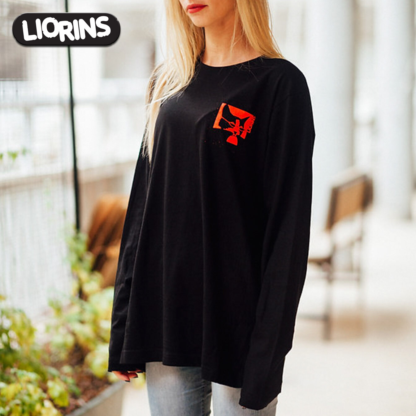 CAT Black Tee LIORINS STREETWEAR Men Unisex Long Sleeve Silk Screen Printing ART gallery