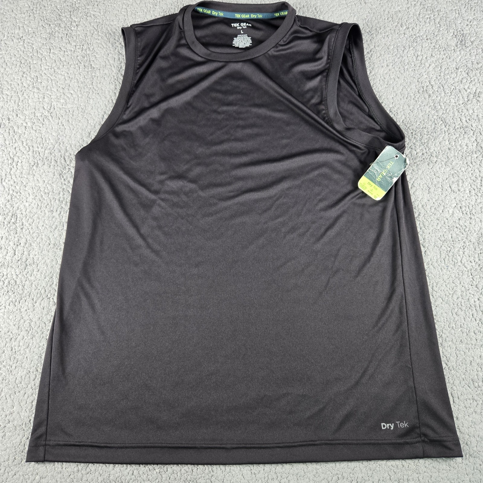 Tek Gear Shirt Men’s Size L Black Sleeveless Activewear Dry Tek Round Neck