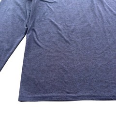 7 Diamonds Men L Blue Heather Core Henley Performance Long Sleeve Athletic Shirt