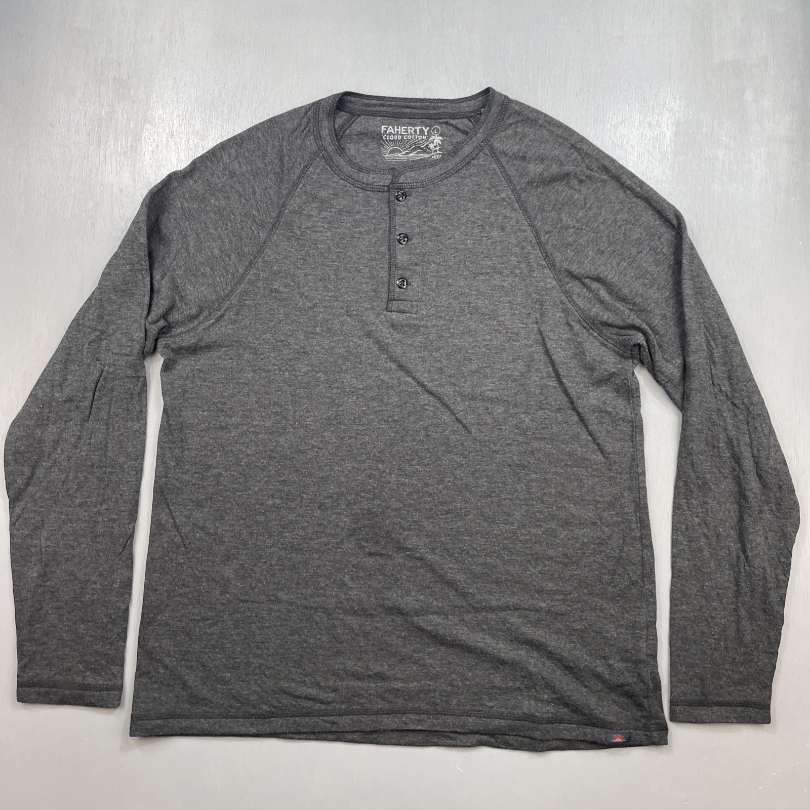 Faherty Shirt Mens Large Cloud Cotton Henley Long Sleeve Pima Modal Basic Tee T gallery