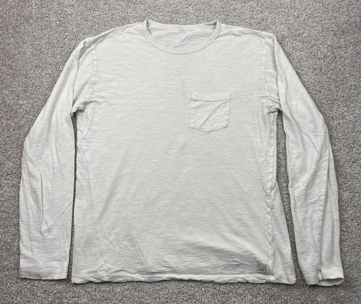 Vuori Shirt Tee Mens Large Beige Long Sleeve Pocket Preppy Casual Light