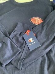 CHAMPION CLASSIC TEE (peach) AND CLASSIC LONG SLEEVE (blue) MEDIUM SET NEW *sale
