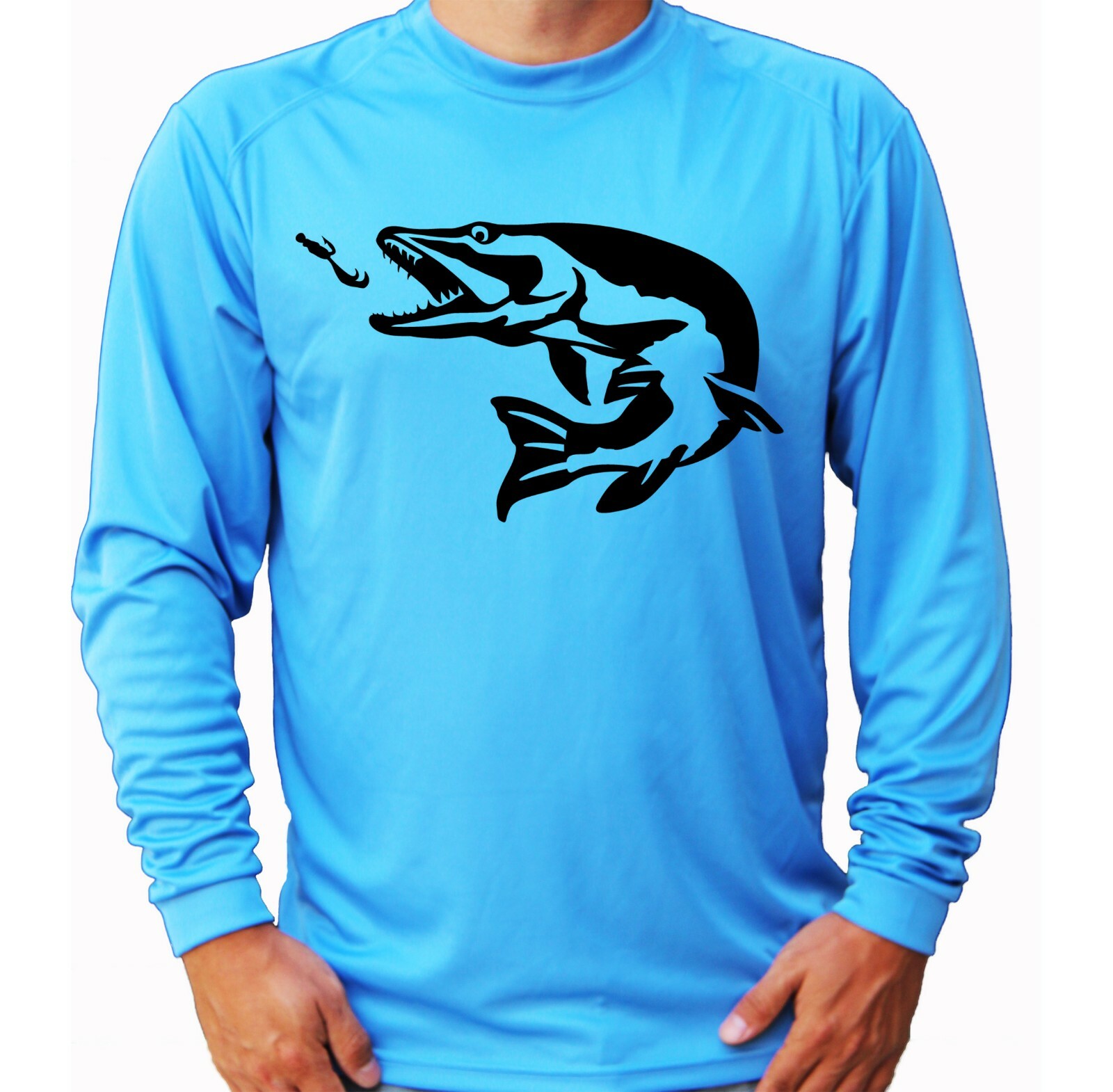 Pike Fish Fisherman Sport Long Sleeve UPF 30 T-Shirt Fishing Boat UV Protection gallery