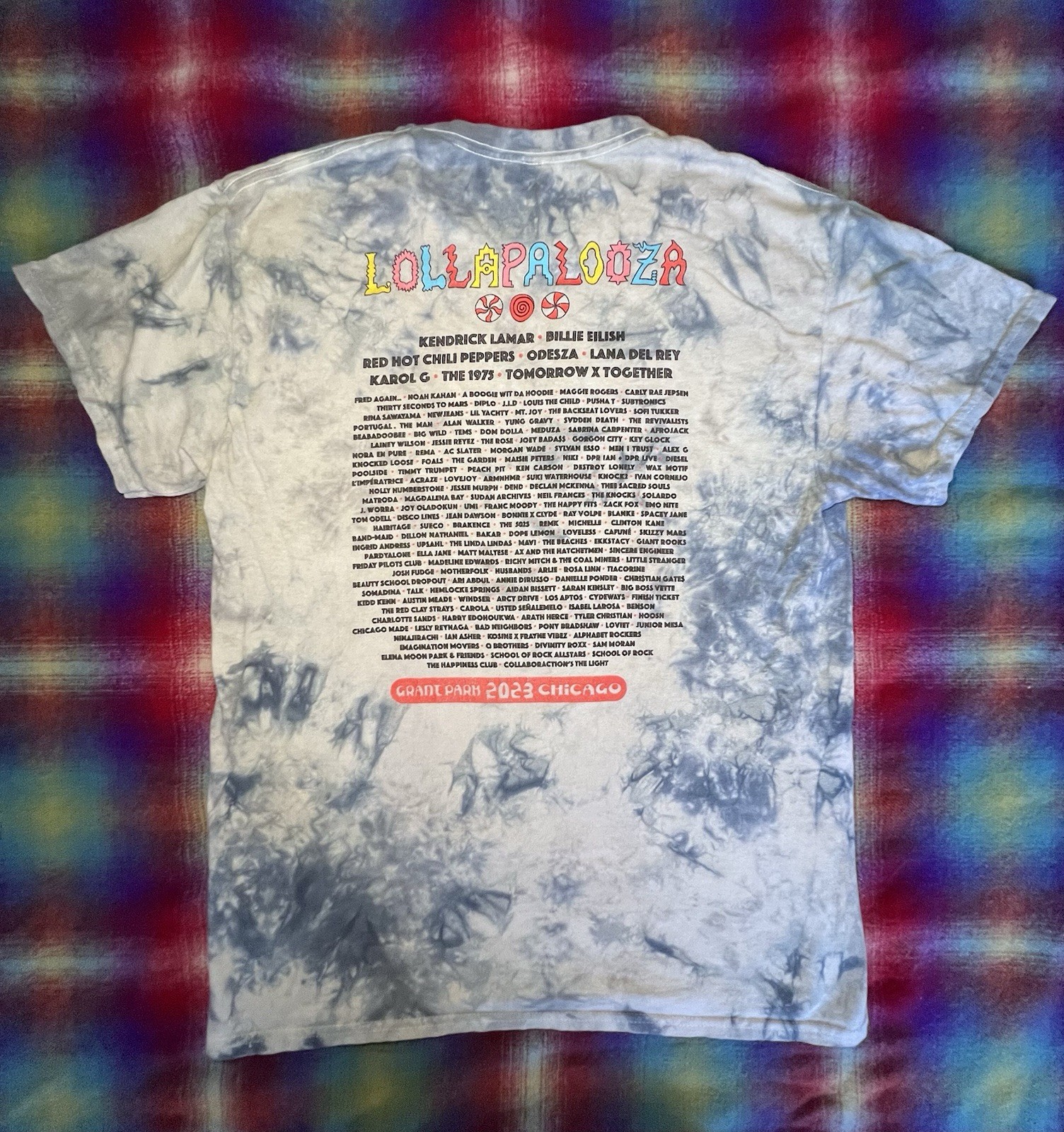 2023 Lollapalooza Chicago multicoloured tie-dye t-shirt Size Small gallery