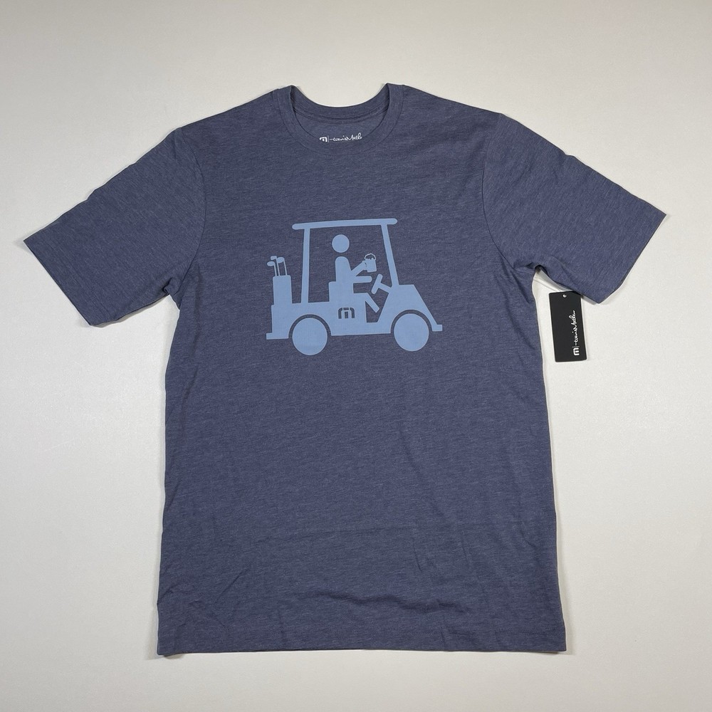 Travis Mathew Shirt Men’s Small Navy Blue Short Sleeve Golf Cart Graphic Tee NEW