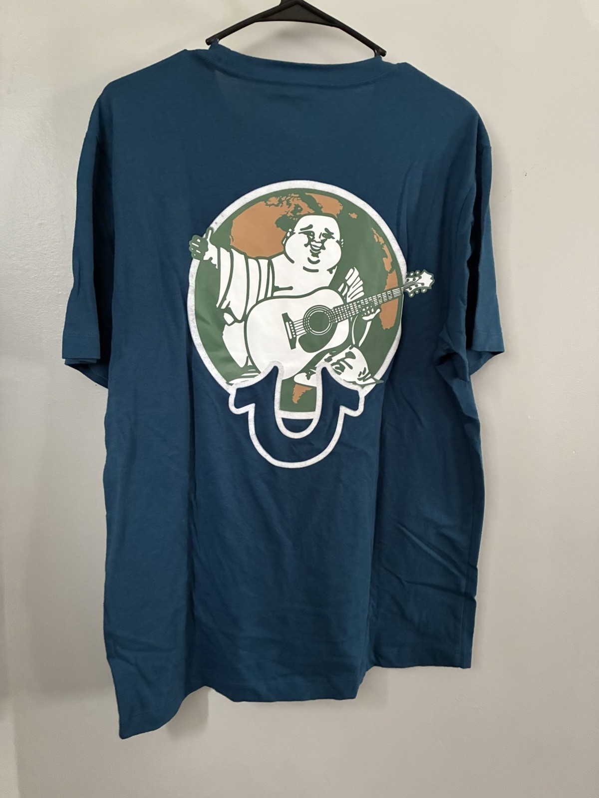 True Religion Men’s L Blue Double-Sided Buddha Logo Graphic Cotton Tee gallery