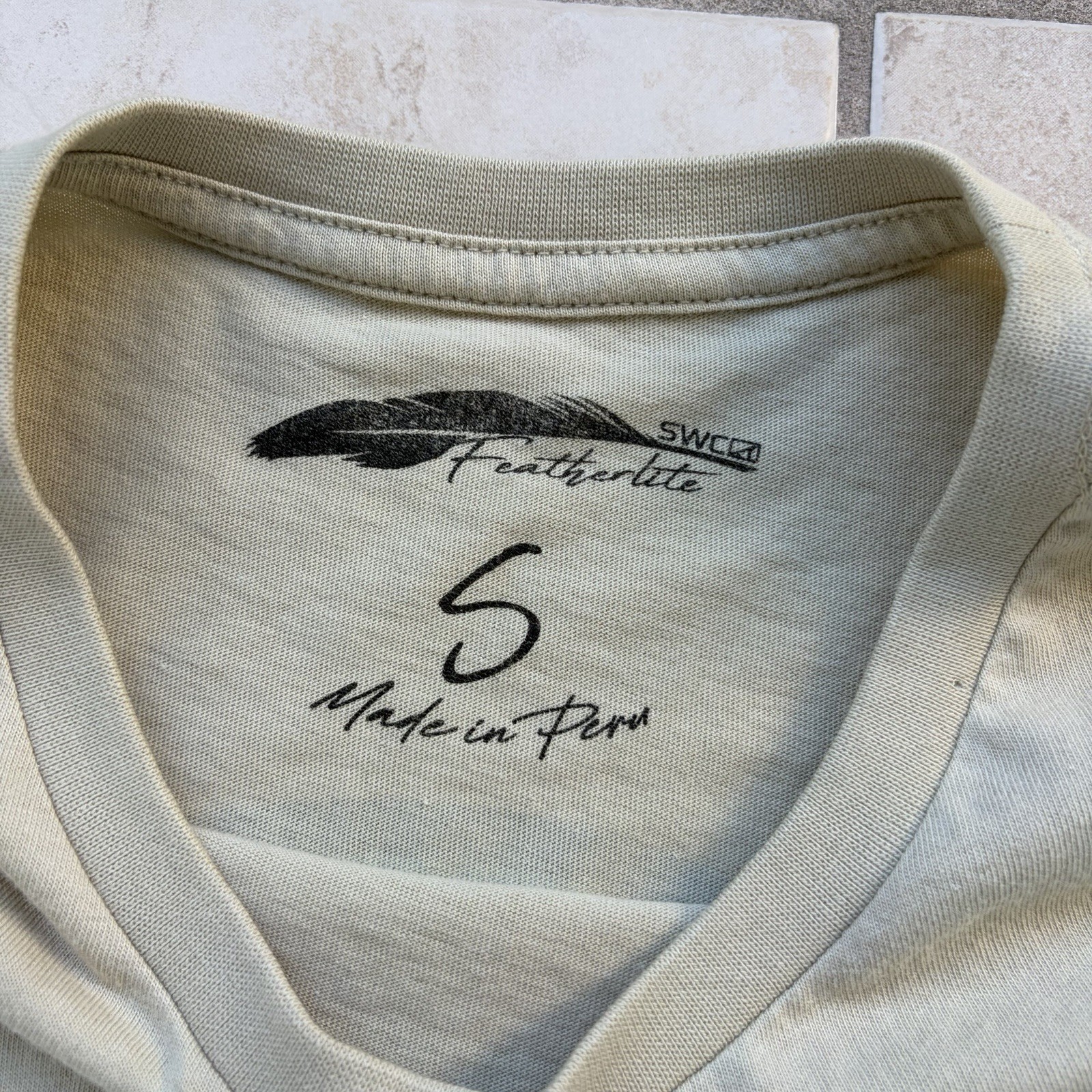 Skinny Water Culture T Shirt Mens Small Pale Yellow Graphic Featherlite Cotton gallery