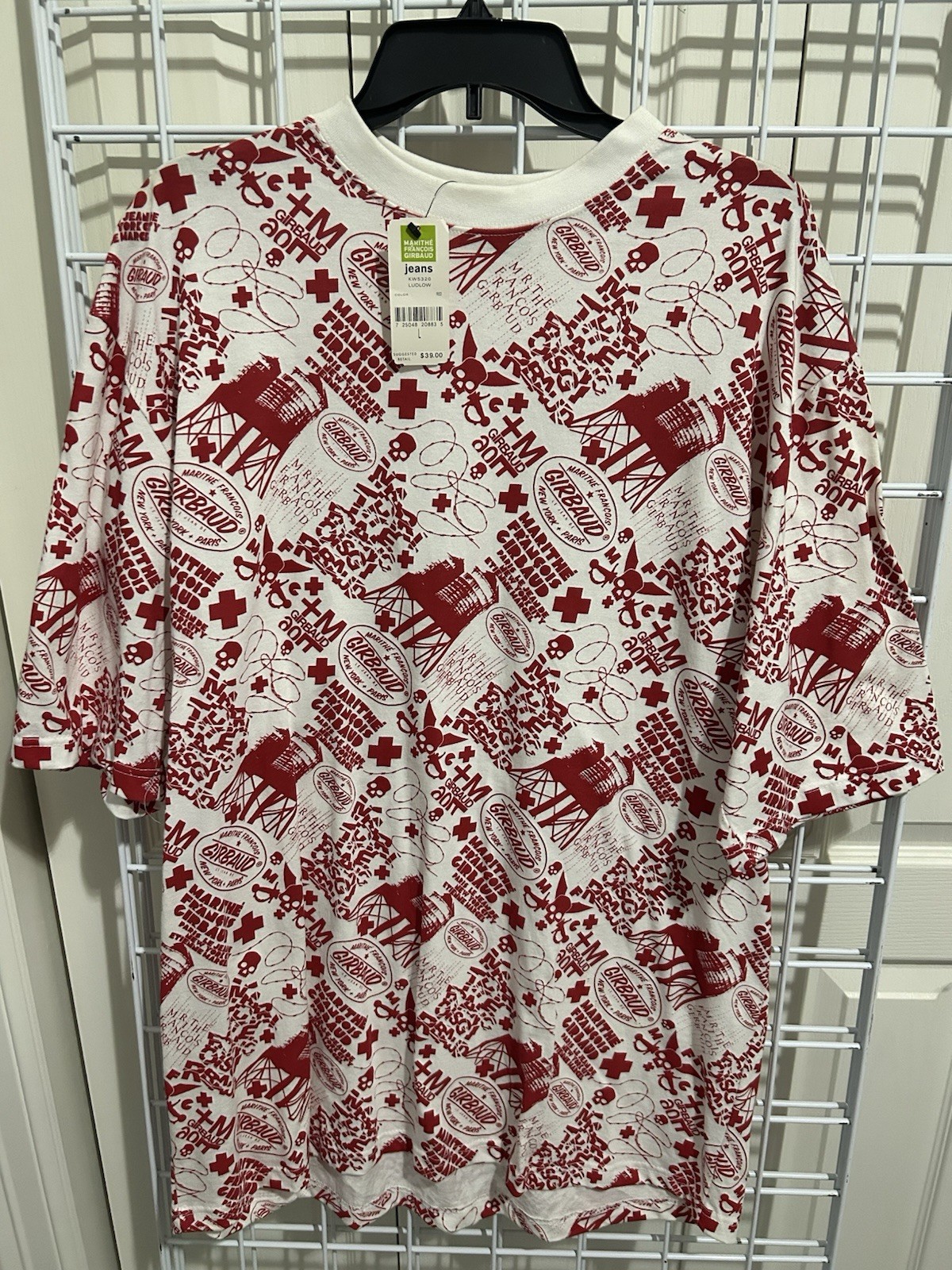 Marithe Francois Girbaud VTG Shirt Skull Graffiti Red And White Large RARE NWT gallery
