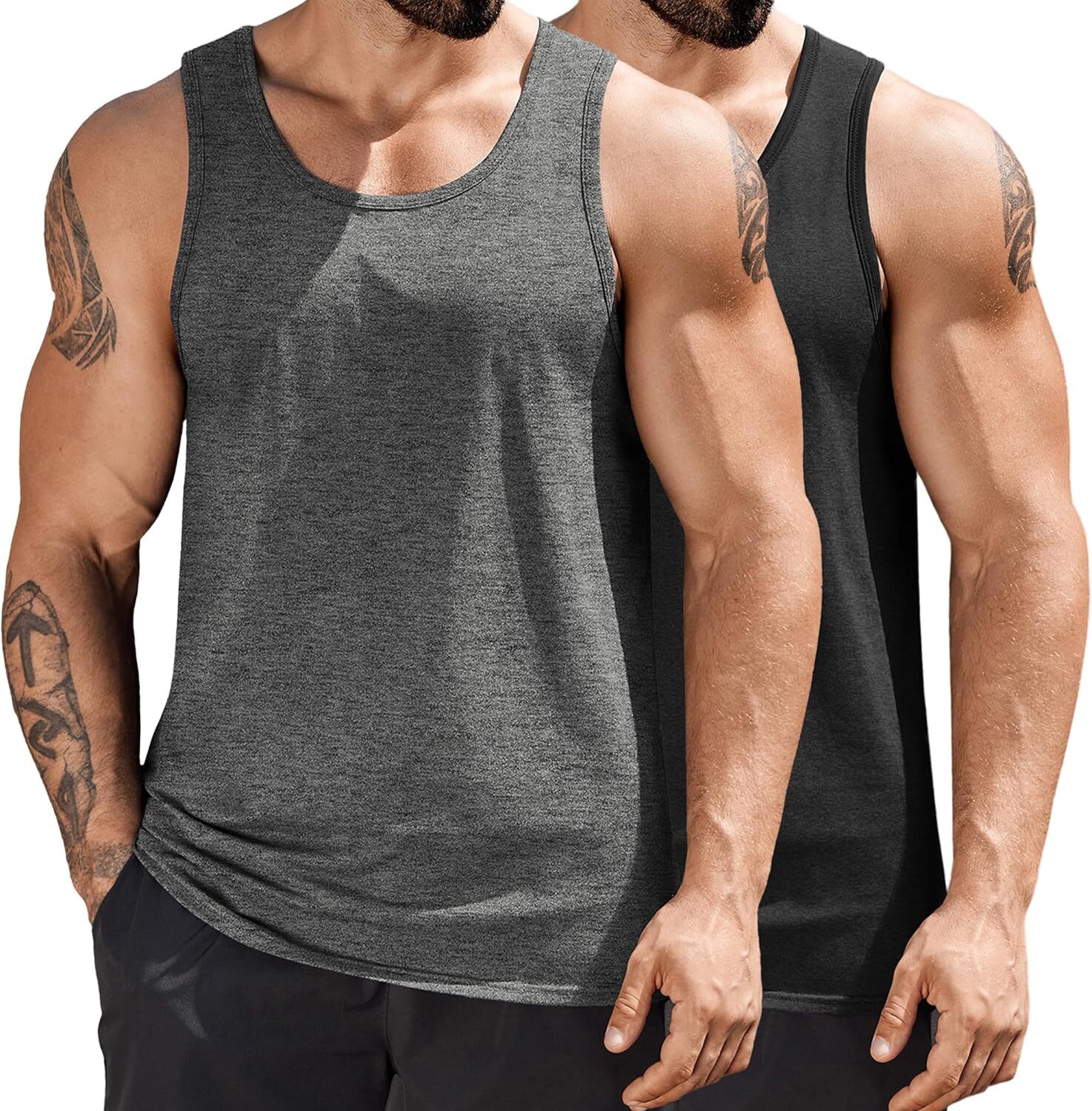 Mens Cotton Tank Top Sleeveless Muscle Shirt for Gym Workout Running Summmer