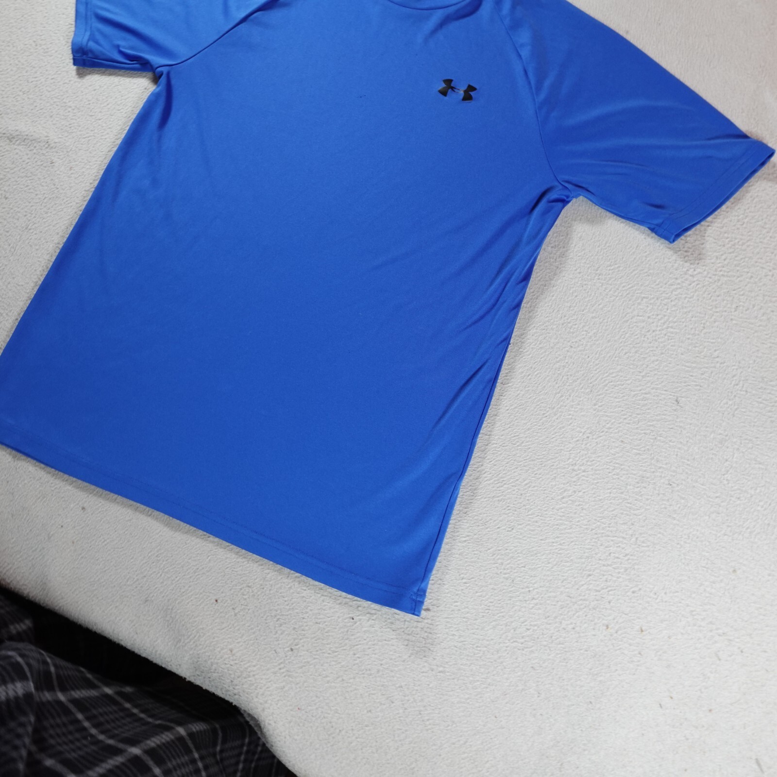 Under Armour Shirt Mens Medium Blue Stretch Gym Run Jog Workout Sports Soccer T gallery