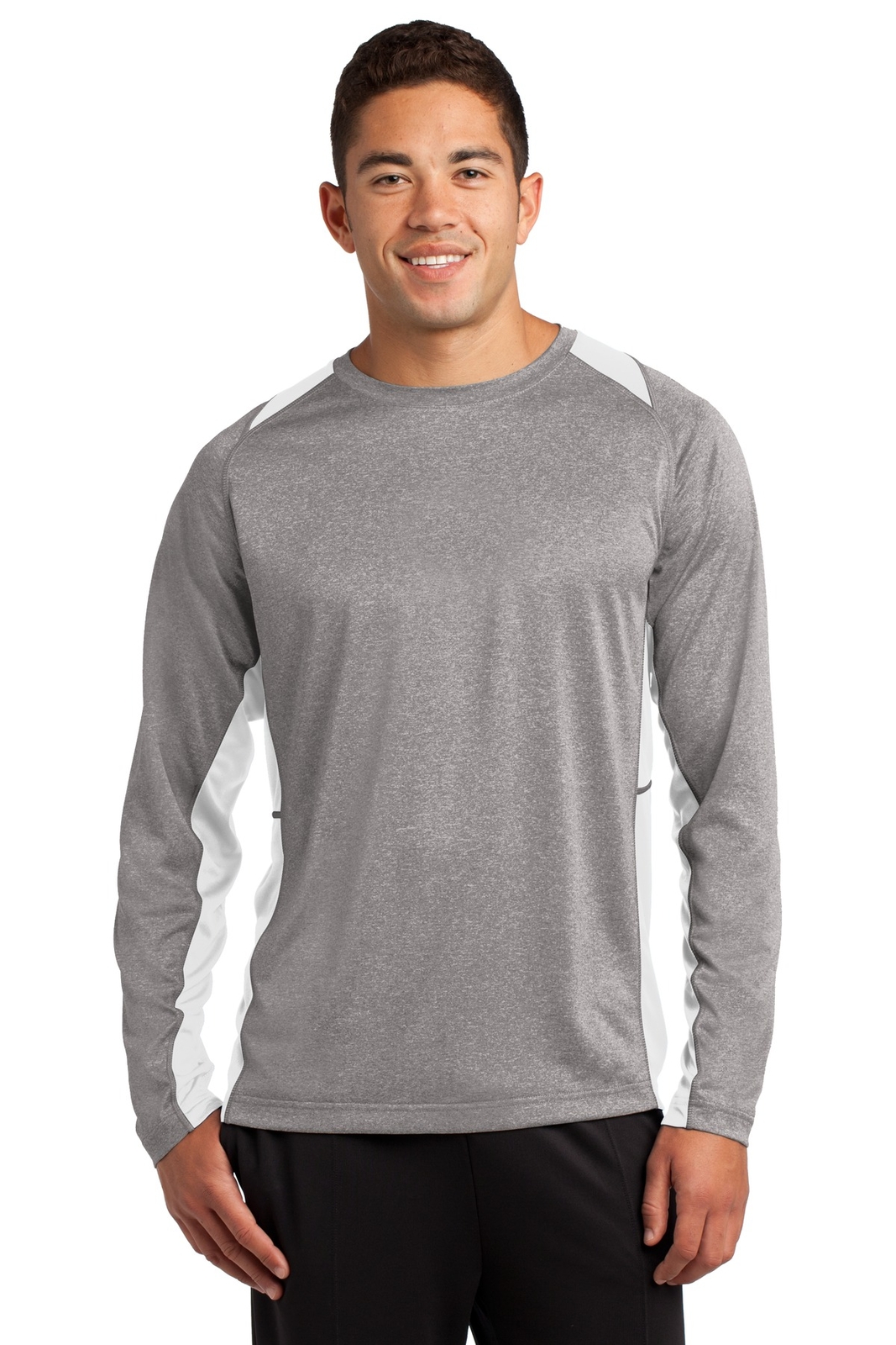 Sport-Tek ST361LS Mens Long Sleeve Heather Colorblock Contender Stylish T-Shirt gallery
