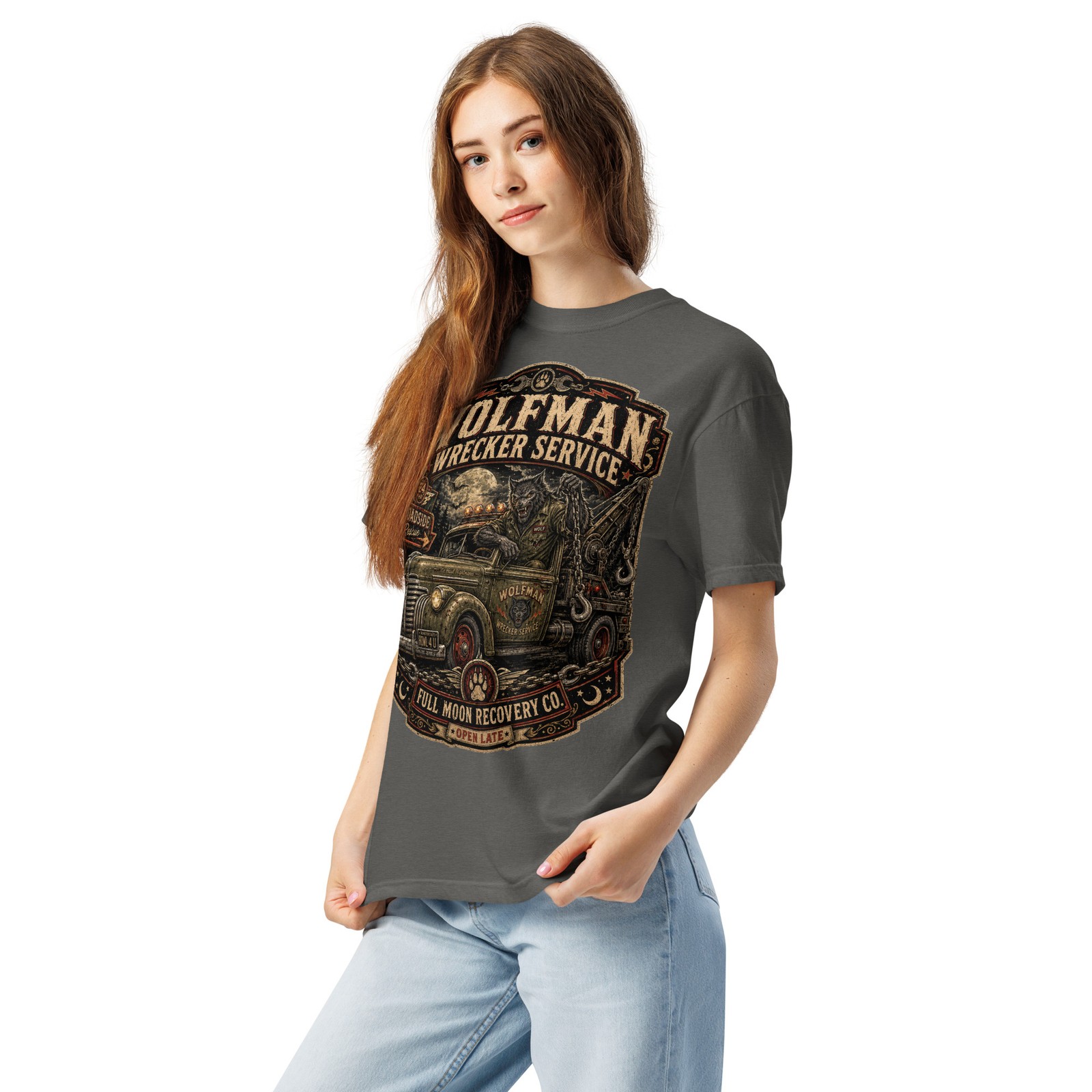 Wolfman Tow Truck Comfort T-Shirt Werewolf Wrecker Tee S-4XL gallery